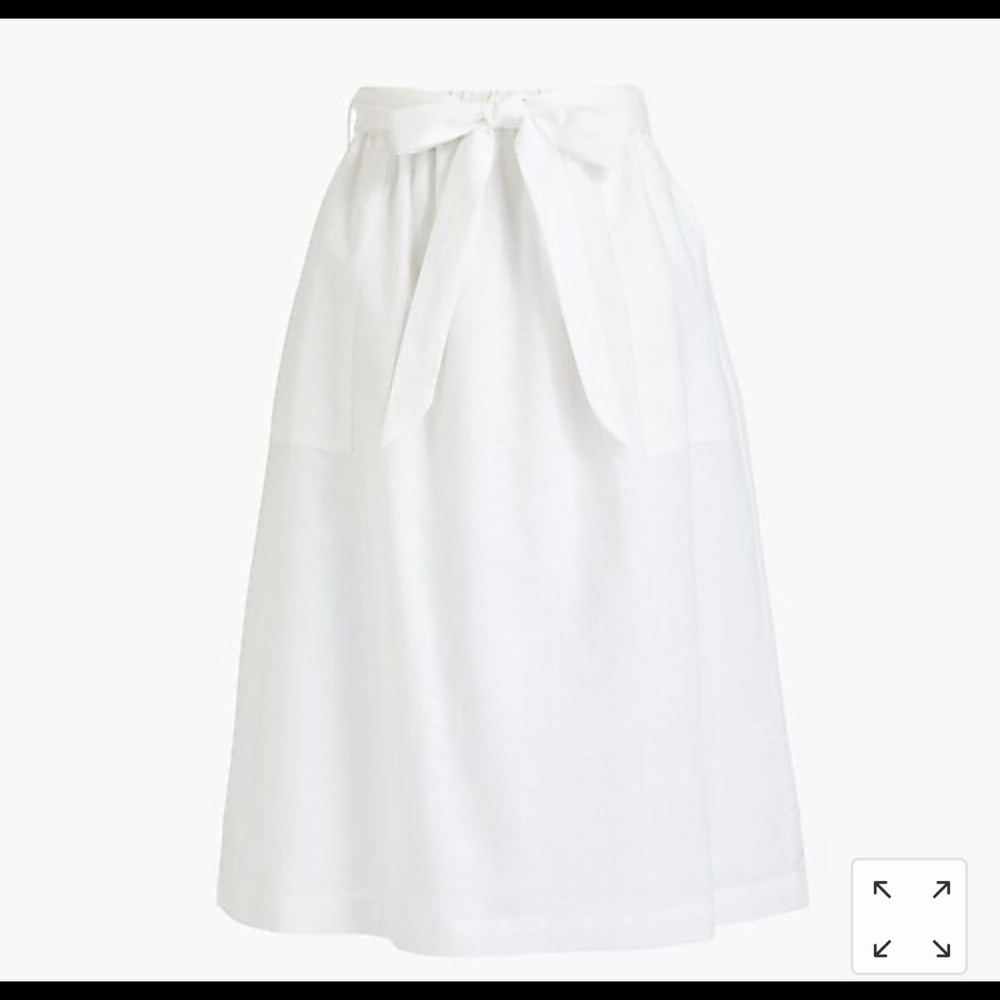 JCrew white a line midi skirt with bow - NWT